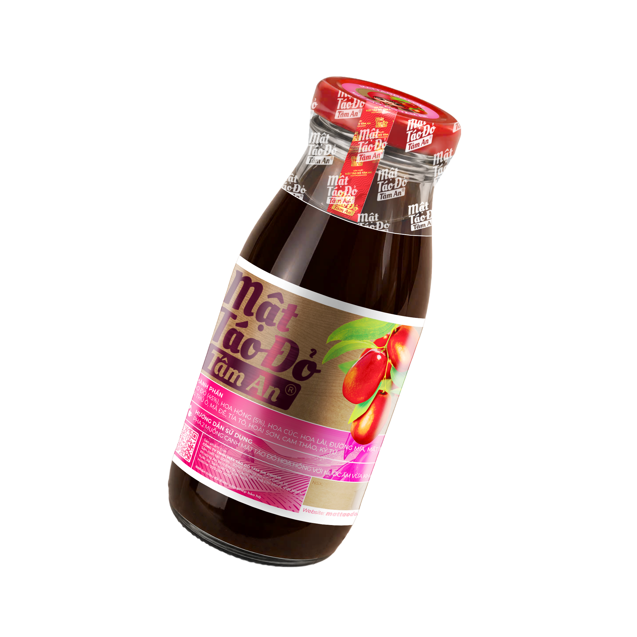 Chai Mật Táo Đỏ Hoa Hồng
